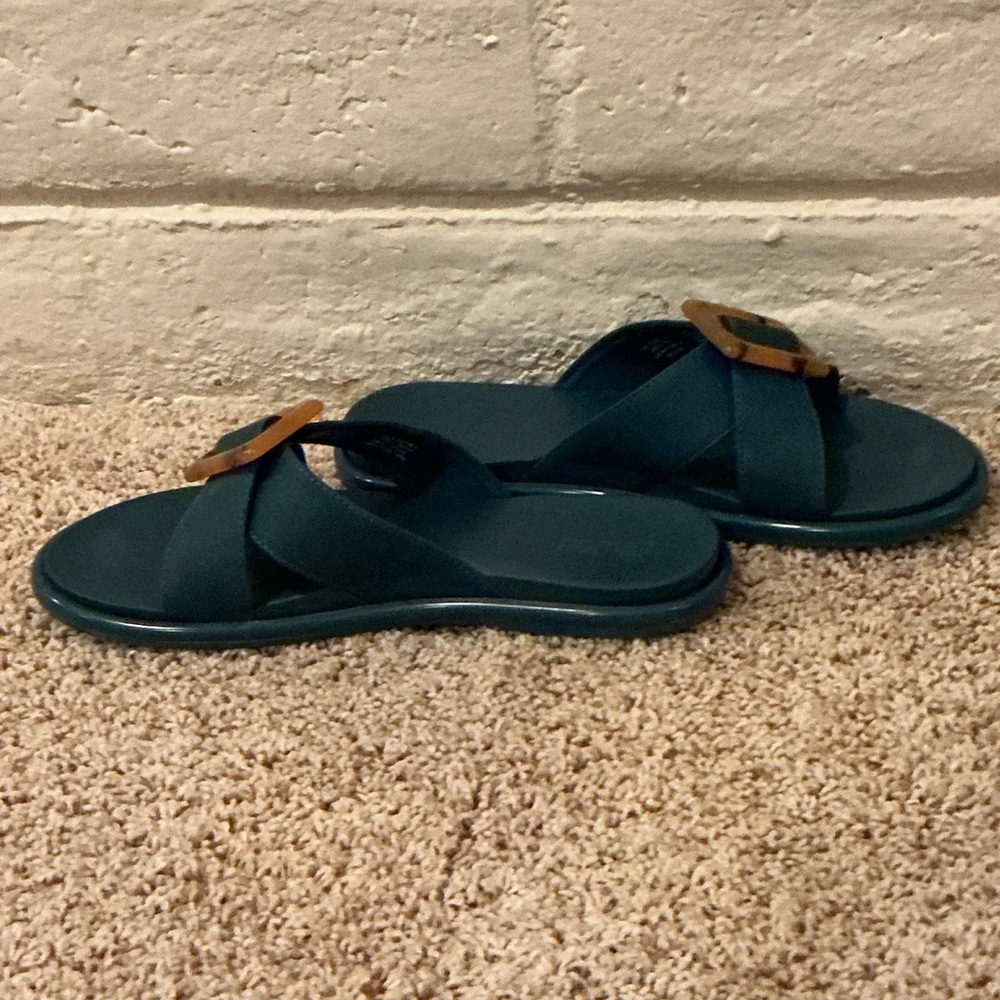 OluKai Women's Blue Sandals with Brown Buckle - Picture 4 of 5